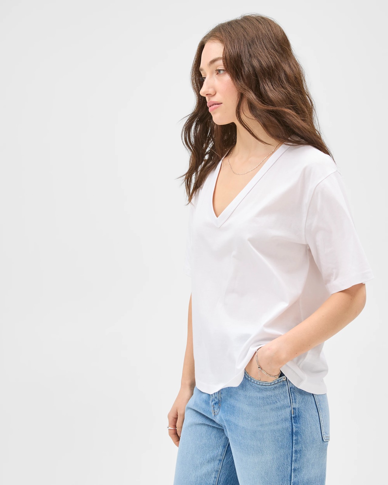 Lily Loves Australian Cotton V-Neck T-Shirt - White 4 of 6