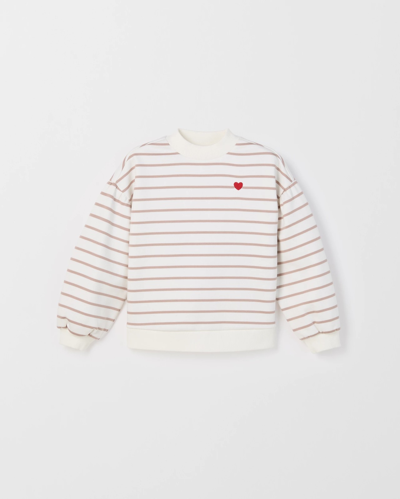 Australian Cotton Blend Balloon Sleeve Fleece Sweat Top - Stripe 5 of 6