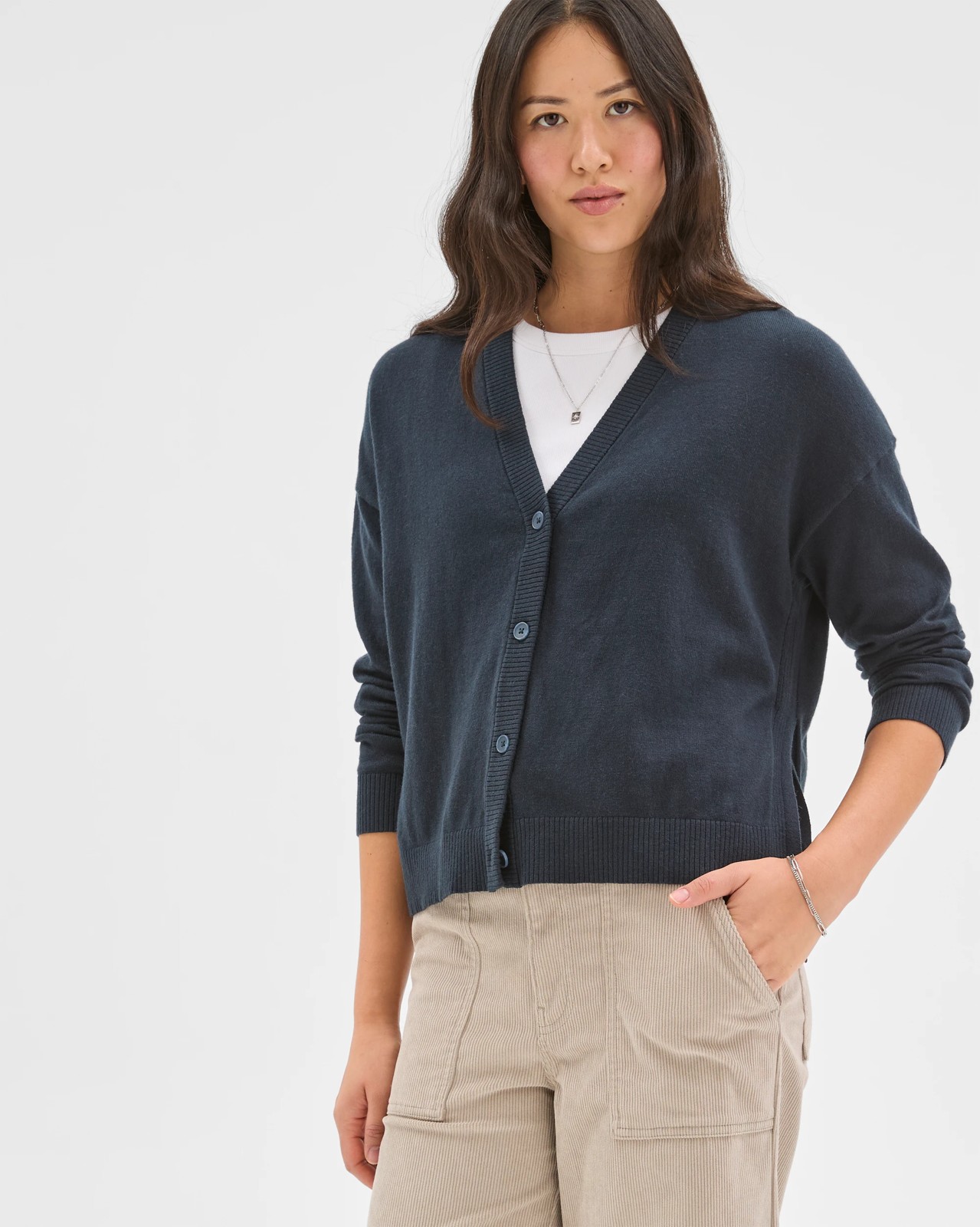 Crop Length Wide Leg Corduroy Pants - Birch 6 of 6