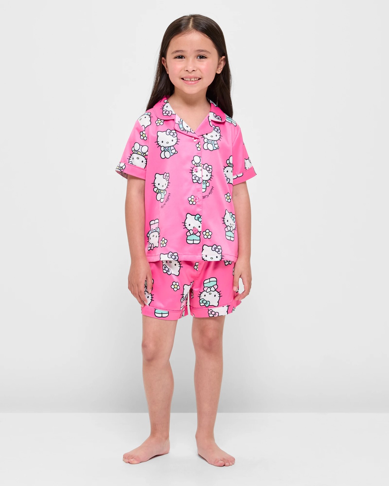 Hello Kitty Satin Pyjama Set Pink Target Australia