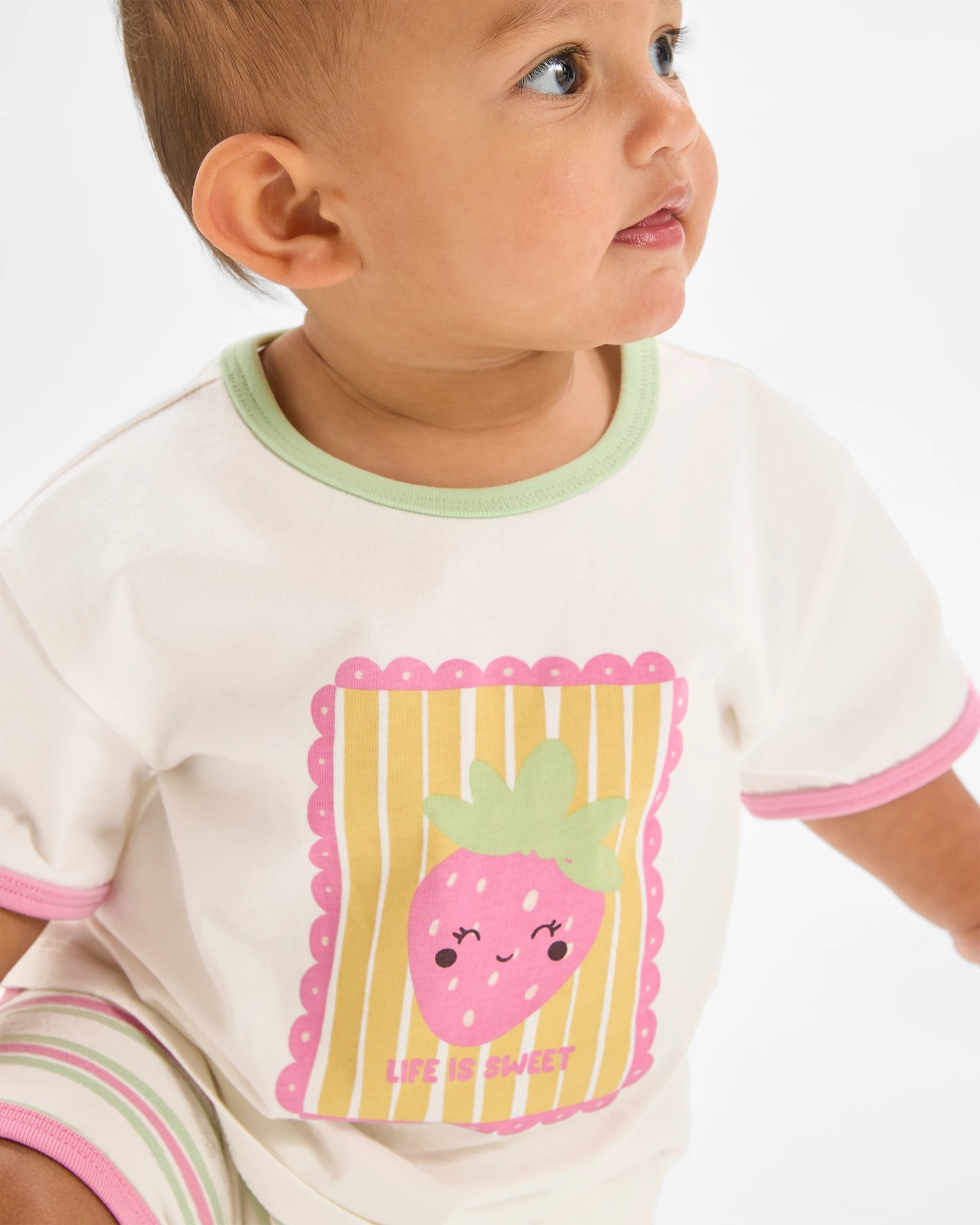 Baby Organic Cotton T-Shirt & Shorts Set - Strawberry 3 of 5