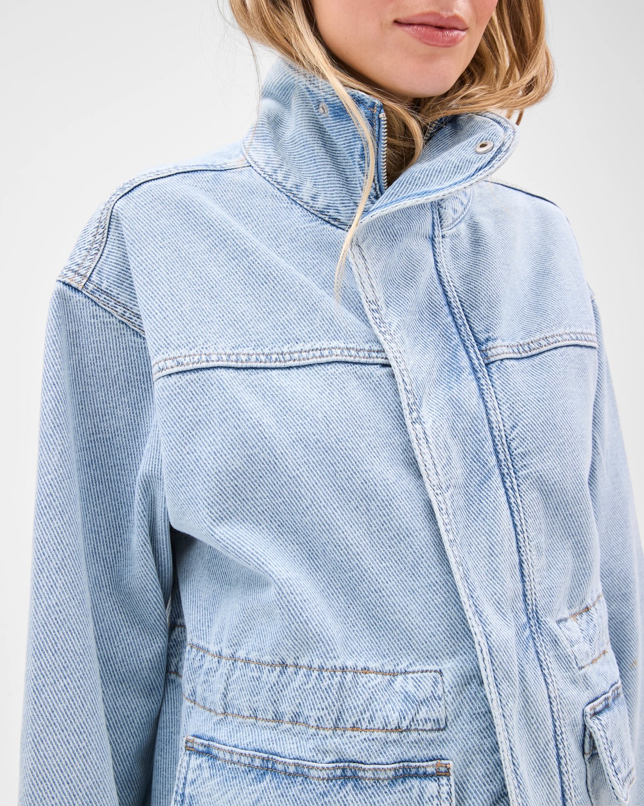 Lily Loves Australian Cotton Blend Funnel Neck Denim Jacket 4 of 5