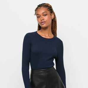 Petites Long Sleeve Crew Neck Rib Top product image