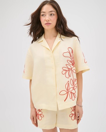 Lily Loves European Linen Blend Embellished Shirt