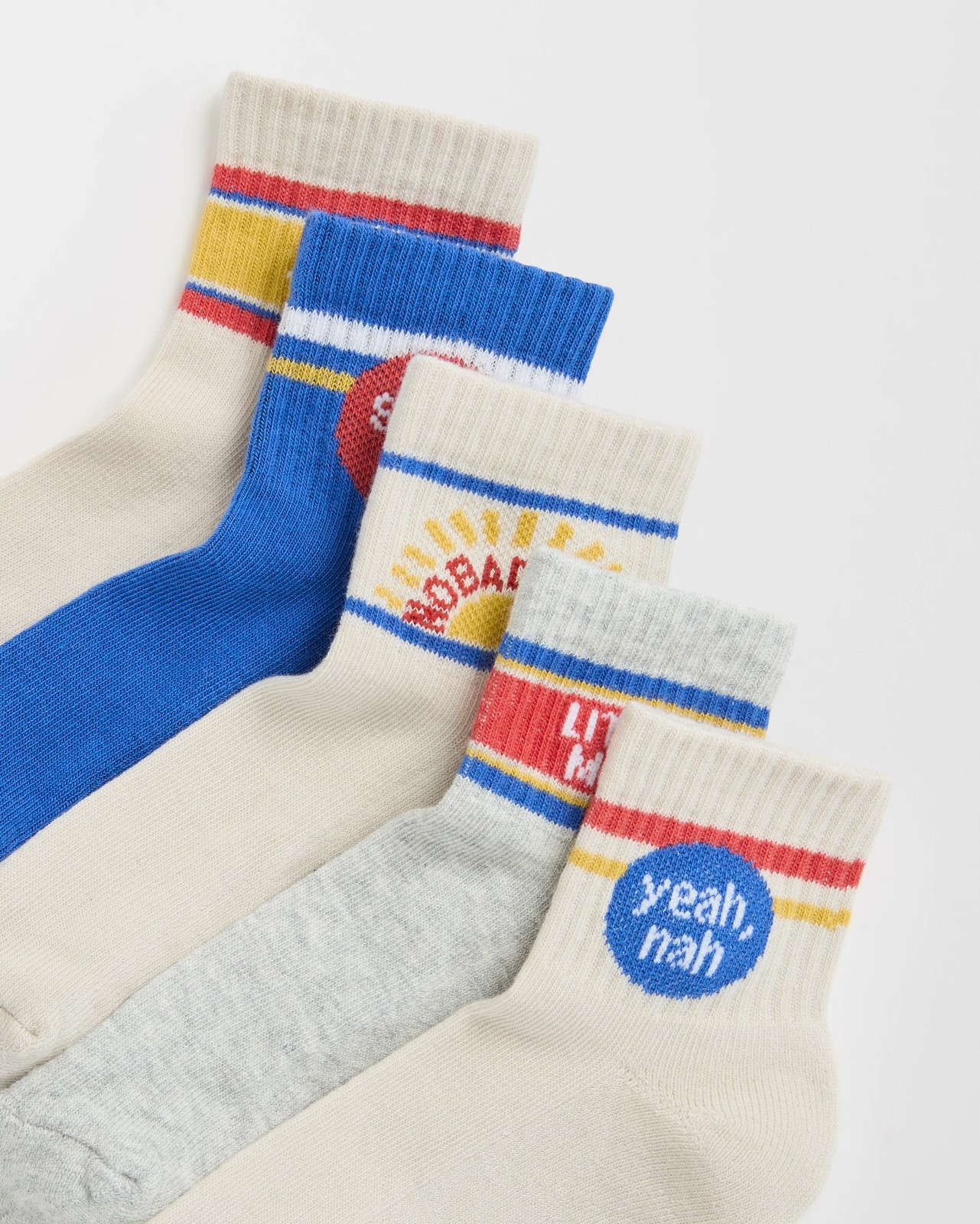 Maxx 5 Pack Boys Rib Quarter Crew Socks - Yeah Nah 2 of 3