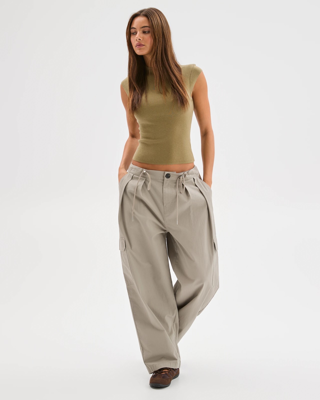 Lily Loves Australian Cotton Contrast Pocket Cargo Pants - Chamois Tan 3 of 5