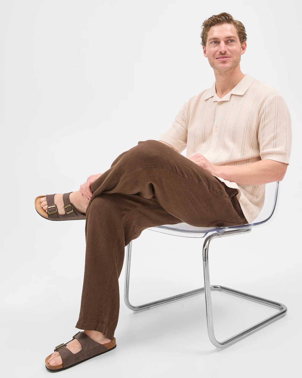 European Linen Wide Leg Pants - Truffle 5 of 6