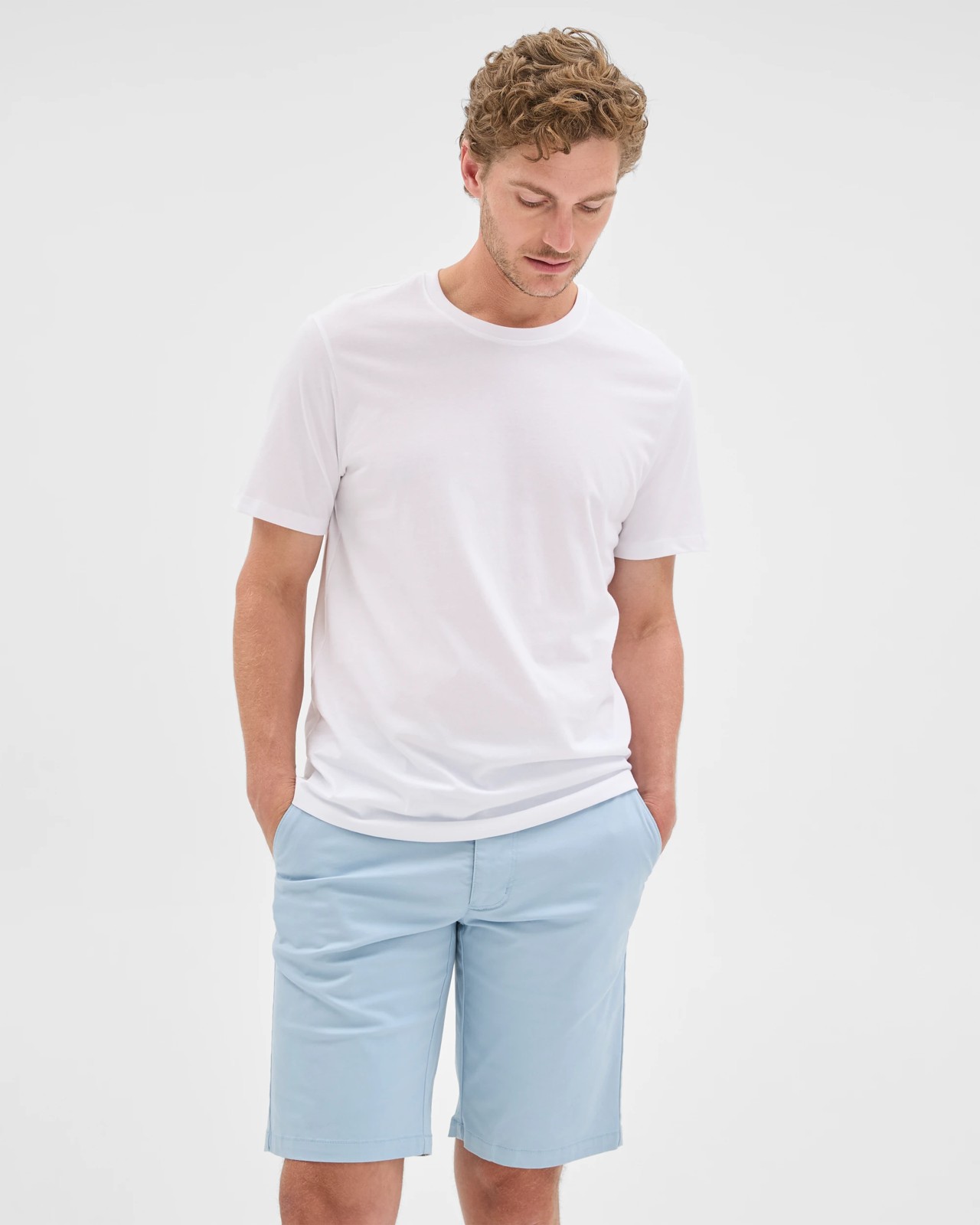 Australian Cotton Regular Stretch Chino Shorts - Blue Fog 2 of 6