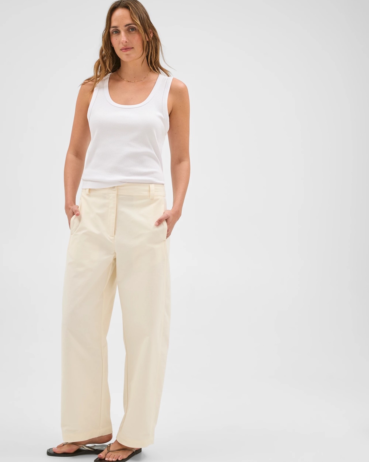 Relaxed Barrel Leg Pants - Whisper White 3 of 5