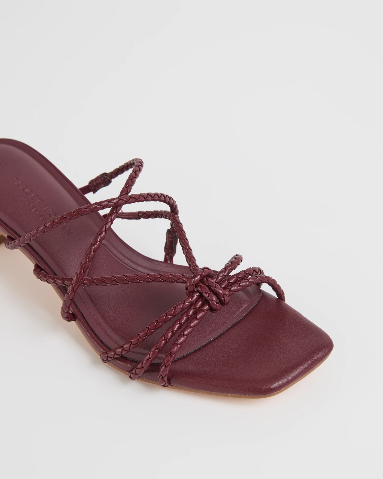 Strappy Low Heels - Sassy - Braided Burgundy 4 of 4