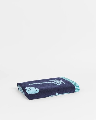 Kids Dino Australian Cotton Bath Towel - Peacoat