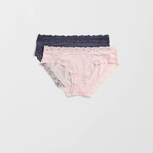 Womens Modal and Lace Bikini Briefs 2 Pack product image