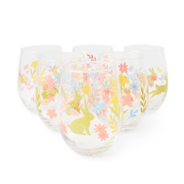 Anko 6 Bunny and Flower Glasses