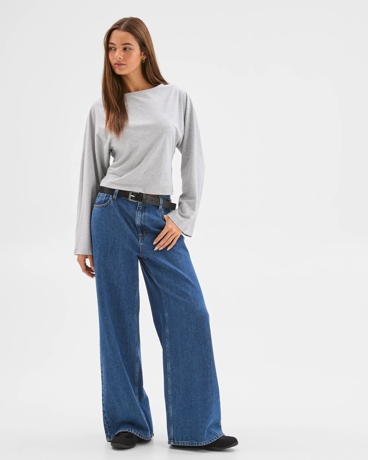 Lily Loves Australian Cotton Cinch In Long Sleeve Top - Grey Marle 2 of 6