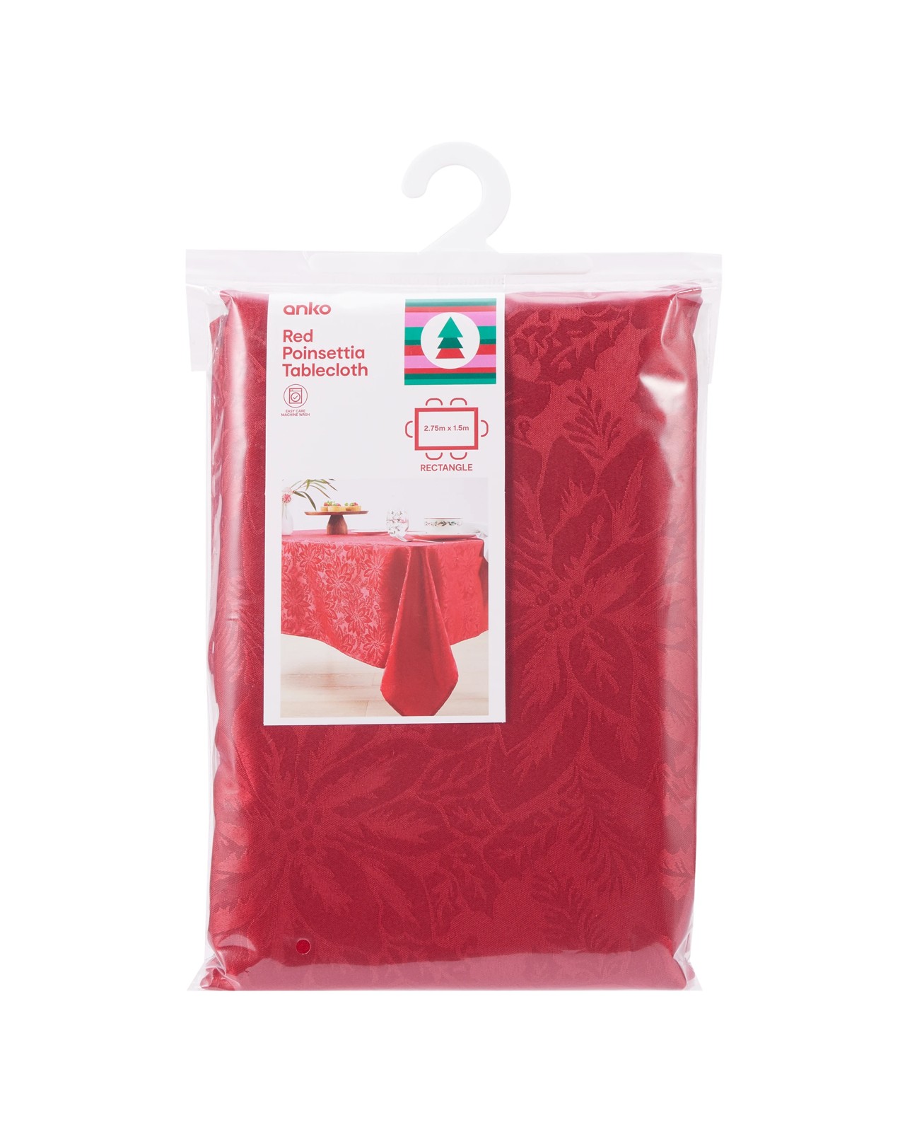 Anko Red Poinsettia Tablecloth 5 of 6