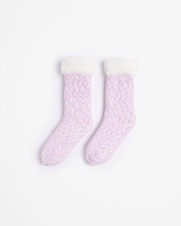 Pom Pom Sherpa Lined Crew Home Socks