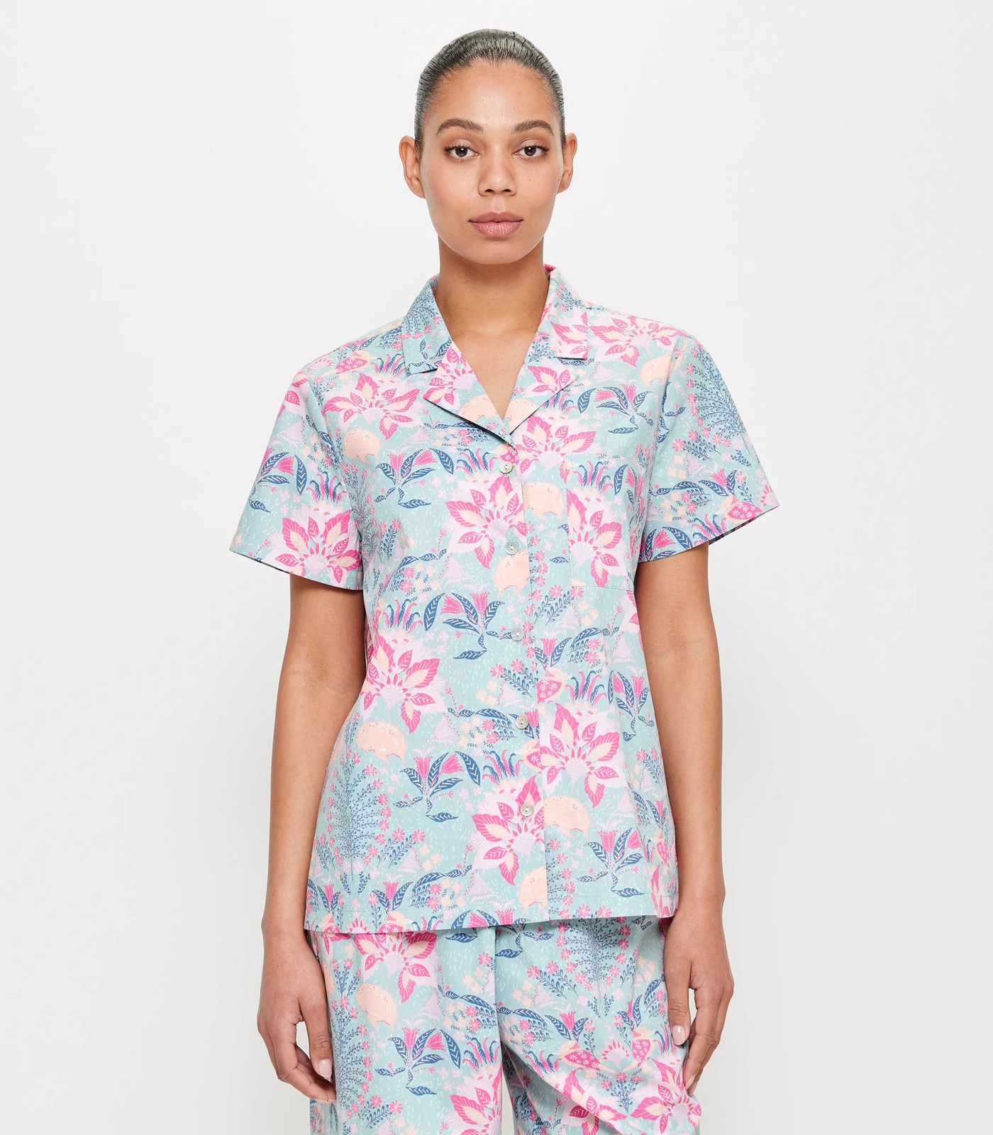 Printed Cotton Poplin Sleep Pyjama Set