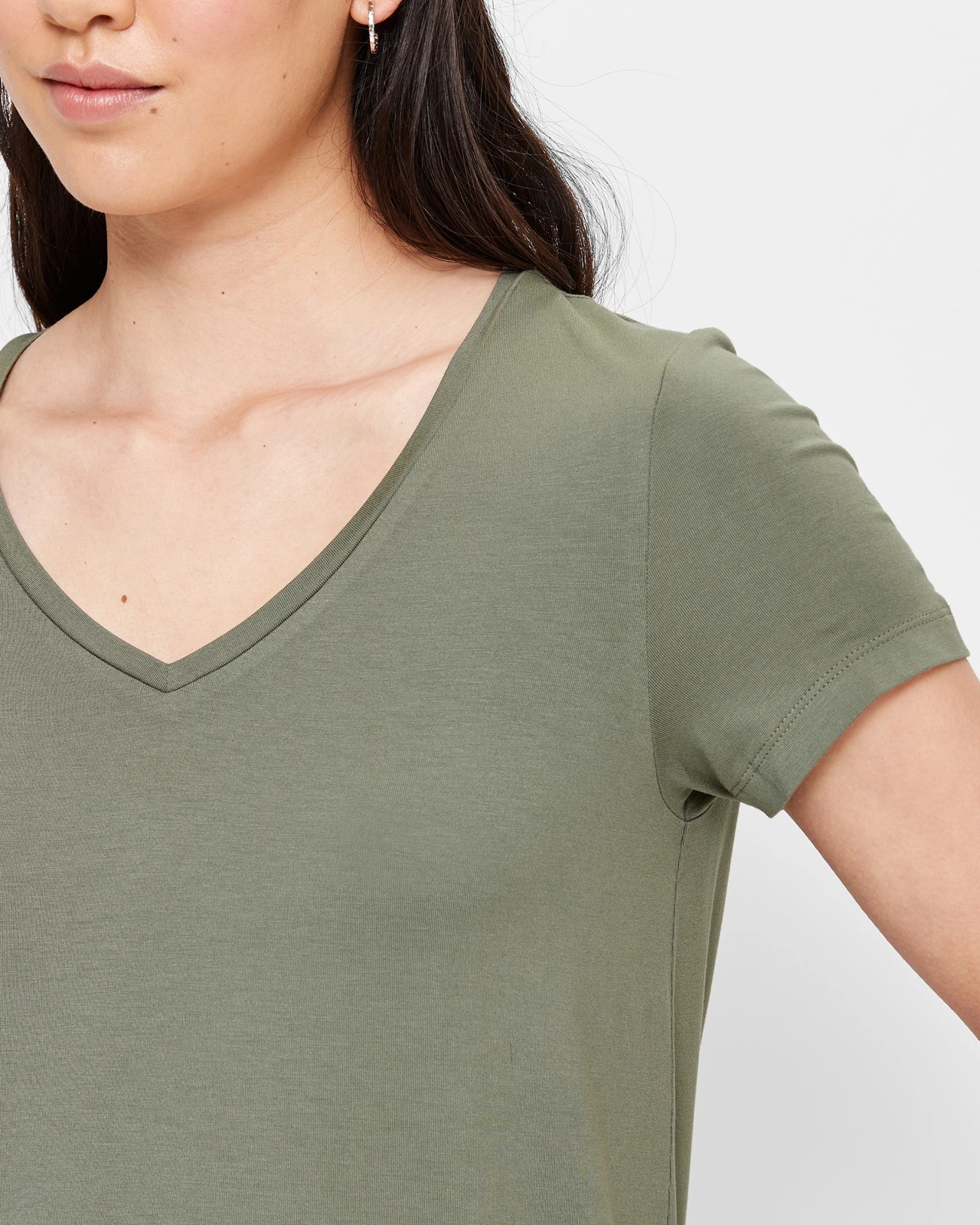 Viscose / Elastane t-shirt short sleeve V-neck Ocean Women l