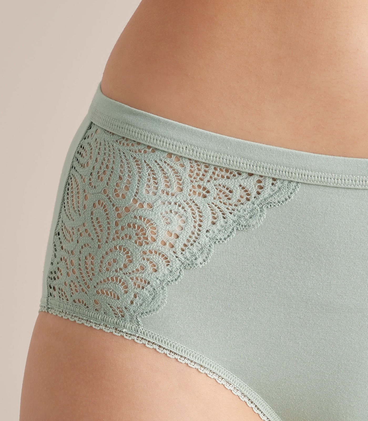 Organic Cotton and Lace Midi Briefs; Style: LMD30561 2 of 3