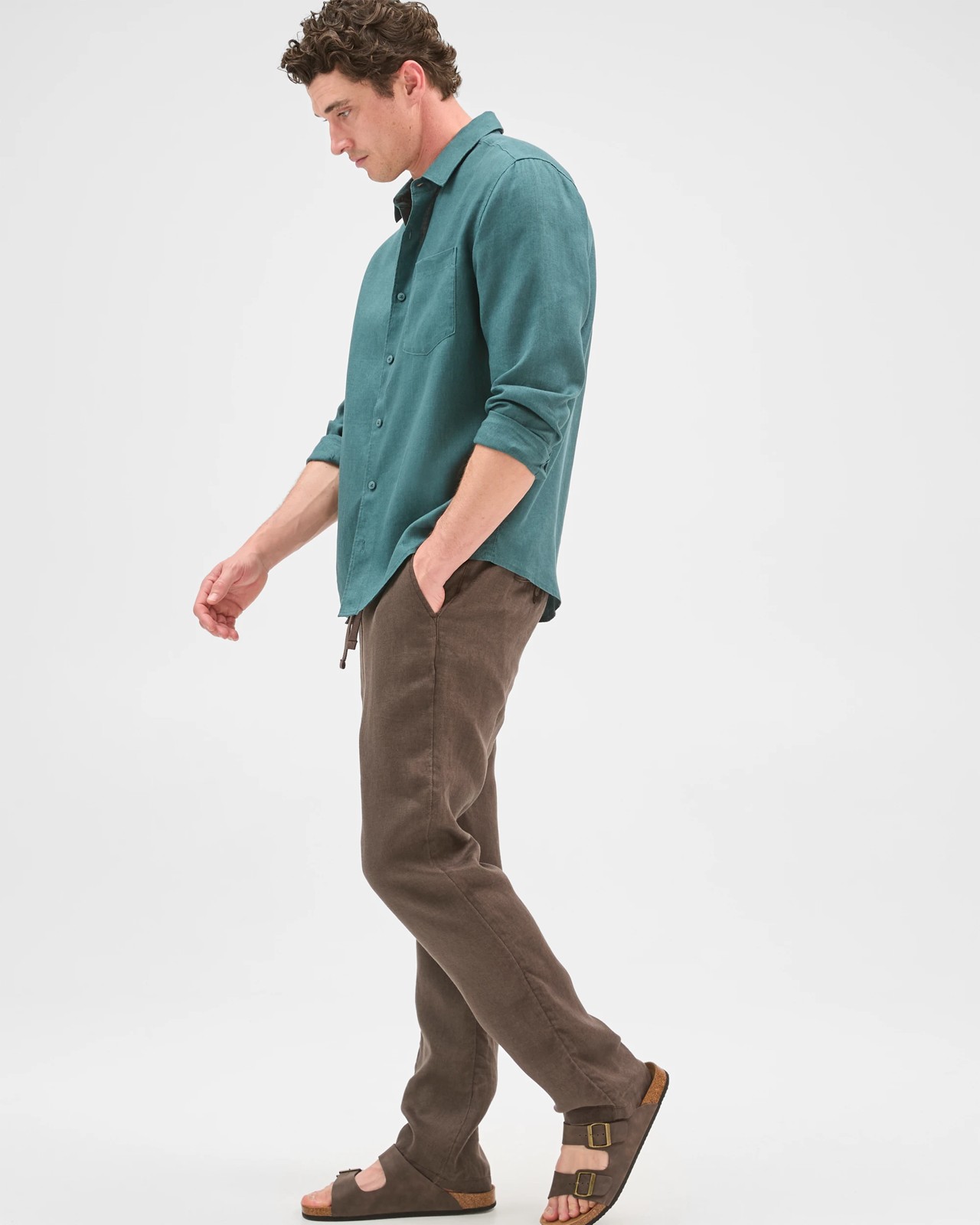 European Linen Full Length Pants - Chocolate 2 of 5