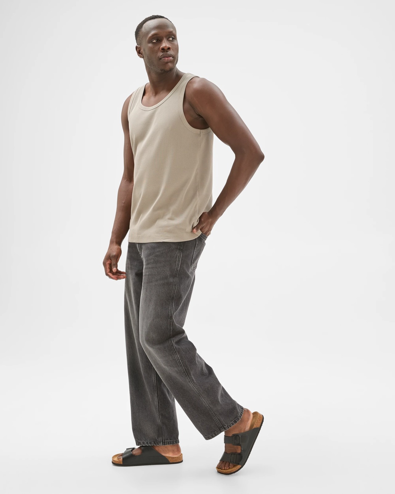 Commons Australian Cotton Rib Tank Top - Elephant Skin 2 of 6