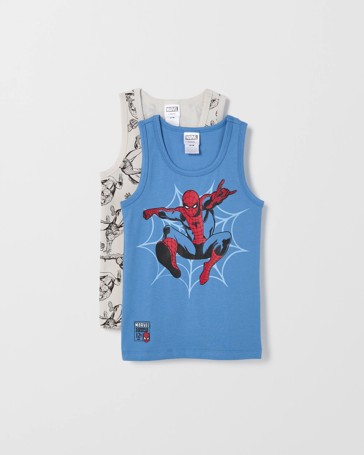 Marvel Spider-Man Australian Cotton 2 Pack Boys Singlets