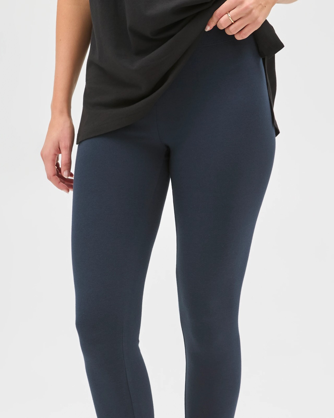 Active Australian Cotton Full Length Stretch Leggings - Navy Blue 3 of 6
