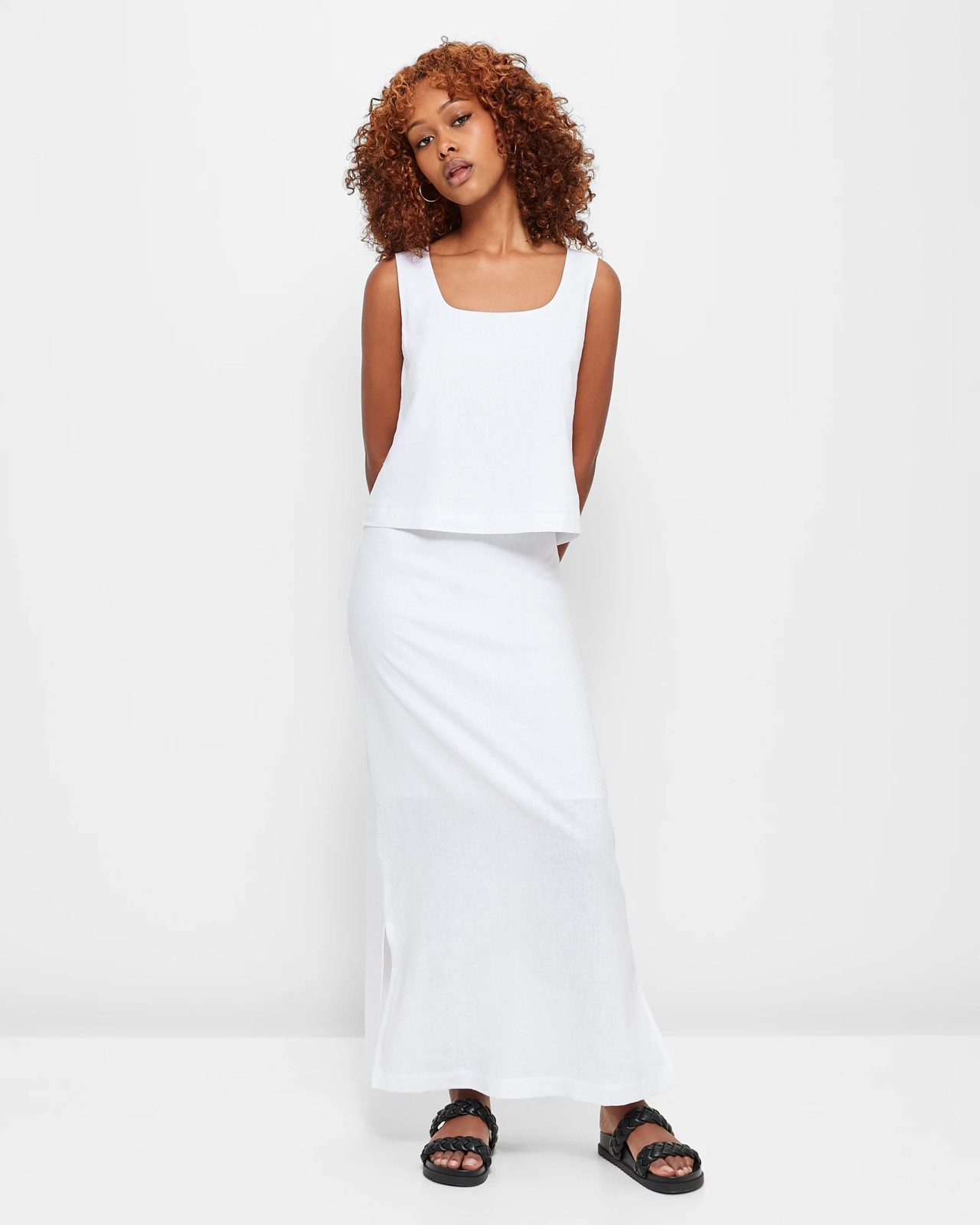 Petite linen maxi outlet skirt