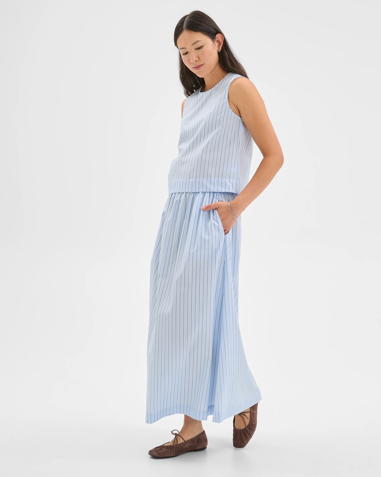 Preview Australian Cotton Sleeveless Tank Top - Blue / Stripe 3 of 6