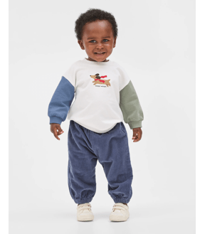 Baby Organic Cotton Fleece Sweater & Soft Cord Pants 2 Piece Set
