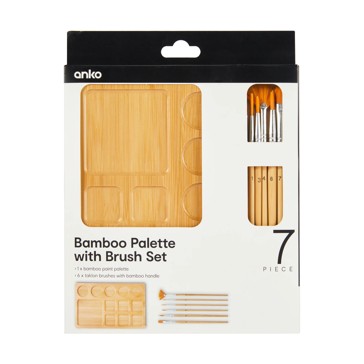7 Piece Bamboo Palette with Brush Set - Anko