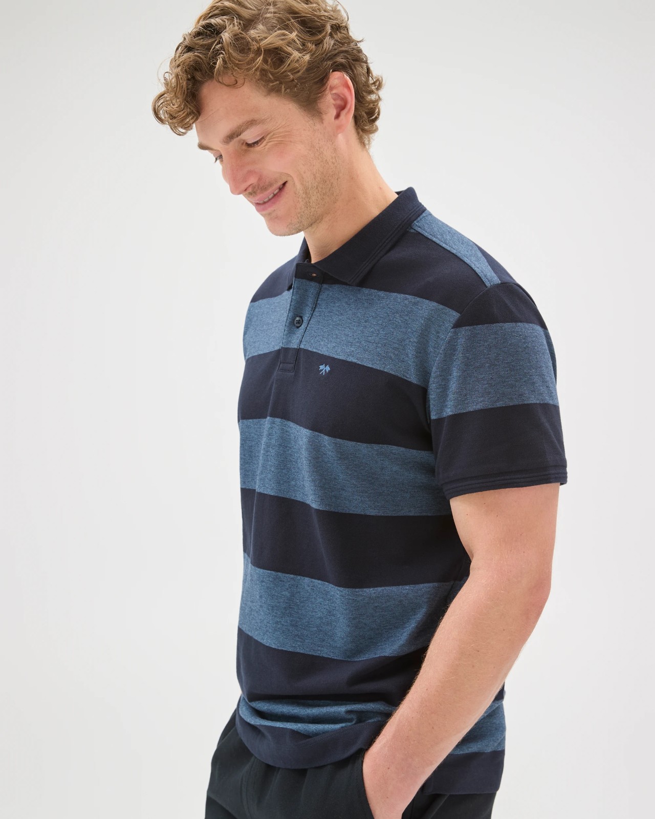 Australian Cotton Stripe Polo Top - Night Sky 5 of 5