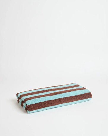 Rayne Australian Cotton Stripe Bath Towel - Tiramisu/Sky Blue