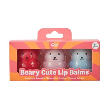 Piece Beary Cute Lip Balms  Strawberry  Watermelon and Coconut Scented - OXX Junior