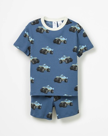 Australian Cotton Blend Younger Boys Rib Short Pyjama Set