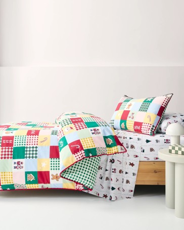 Christmas Printed Patchwork Quilt Cover Set