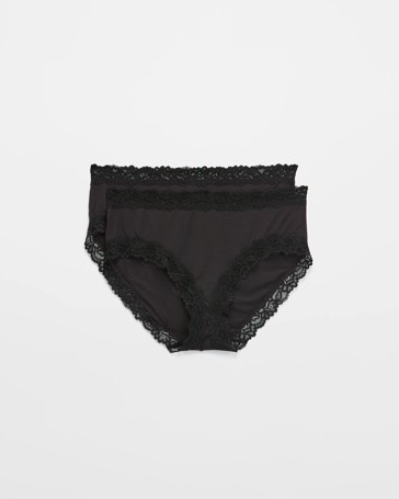 Womens Modal and Lace Midi Briefs 2 Pack