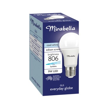Mirabella E27 9W LED Cool White GLS Everyday Globe