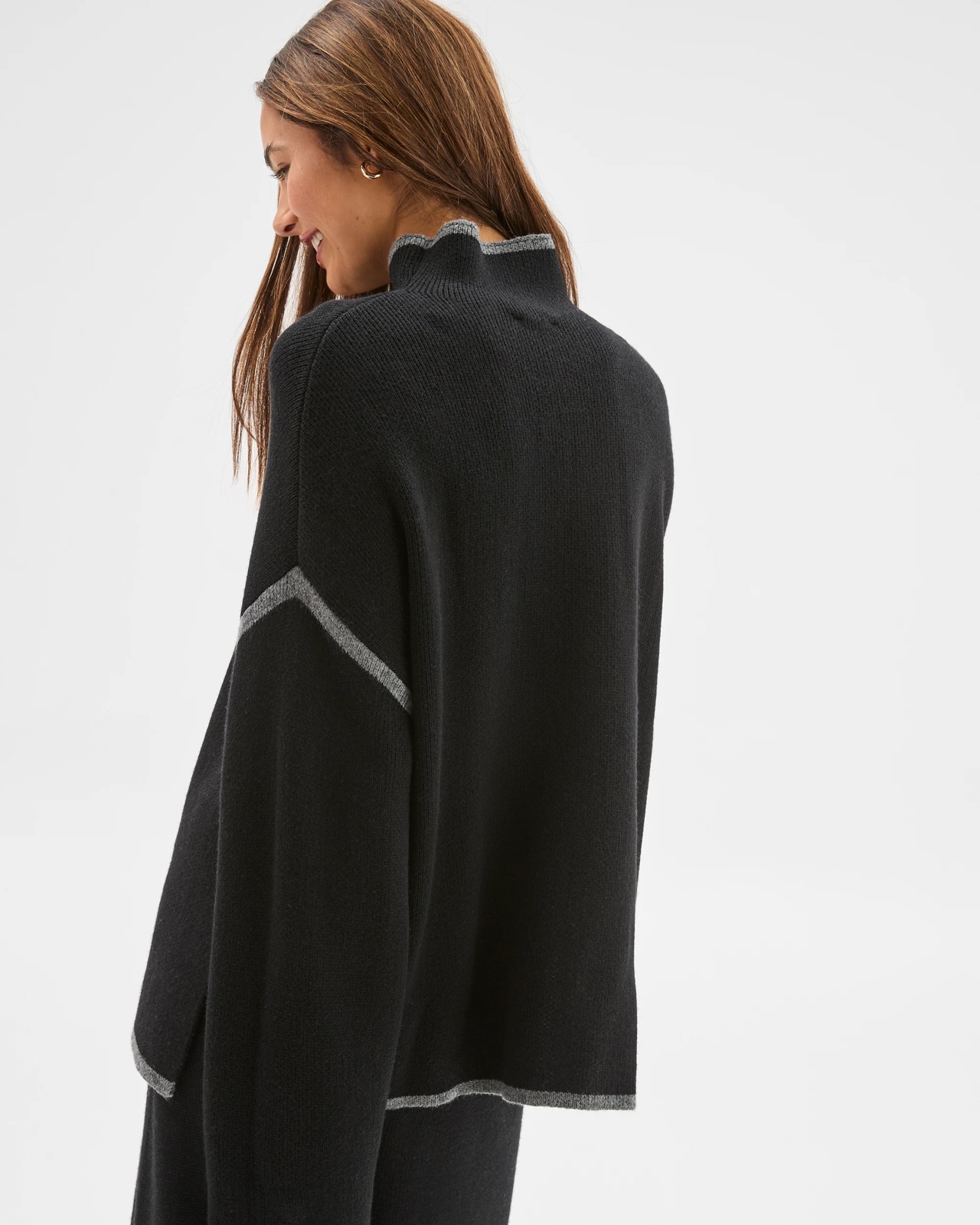Lily Loves High Neck Contrast Jumper - Black 6 of 6