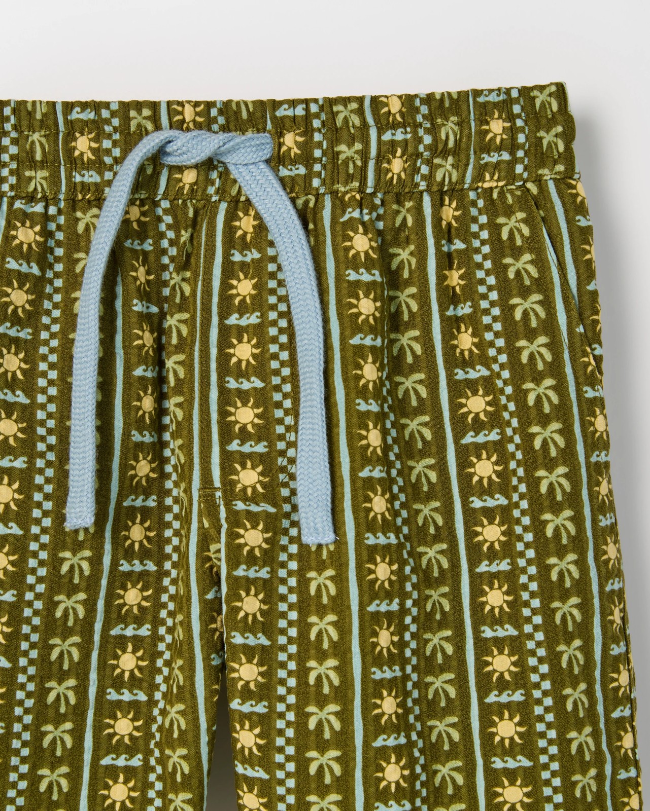 Australian Cotton Seersucker Volley Shorts - Green 2 of 2