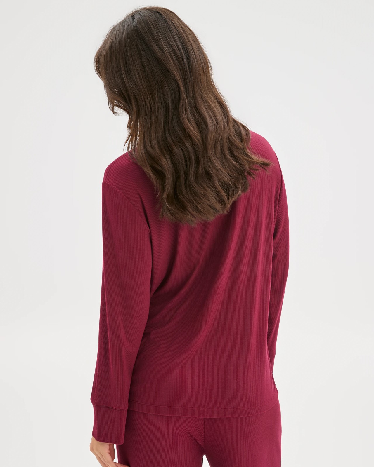 Long Sleeve Rib Pyjama Shirt - Zinfandel 6 of 6