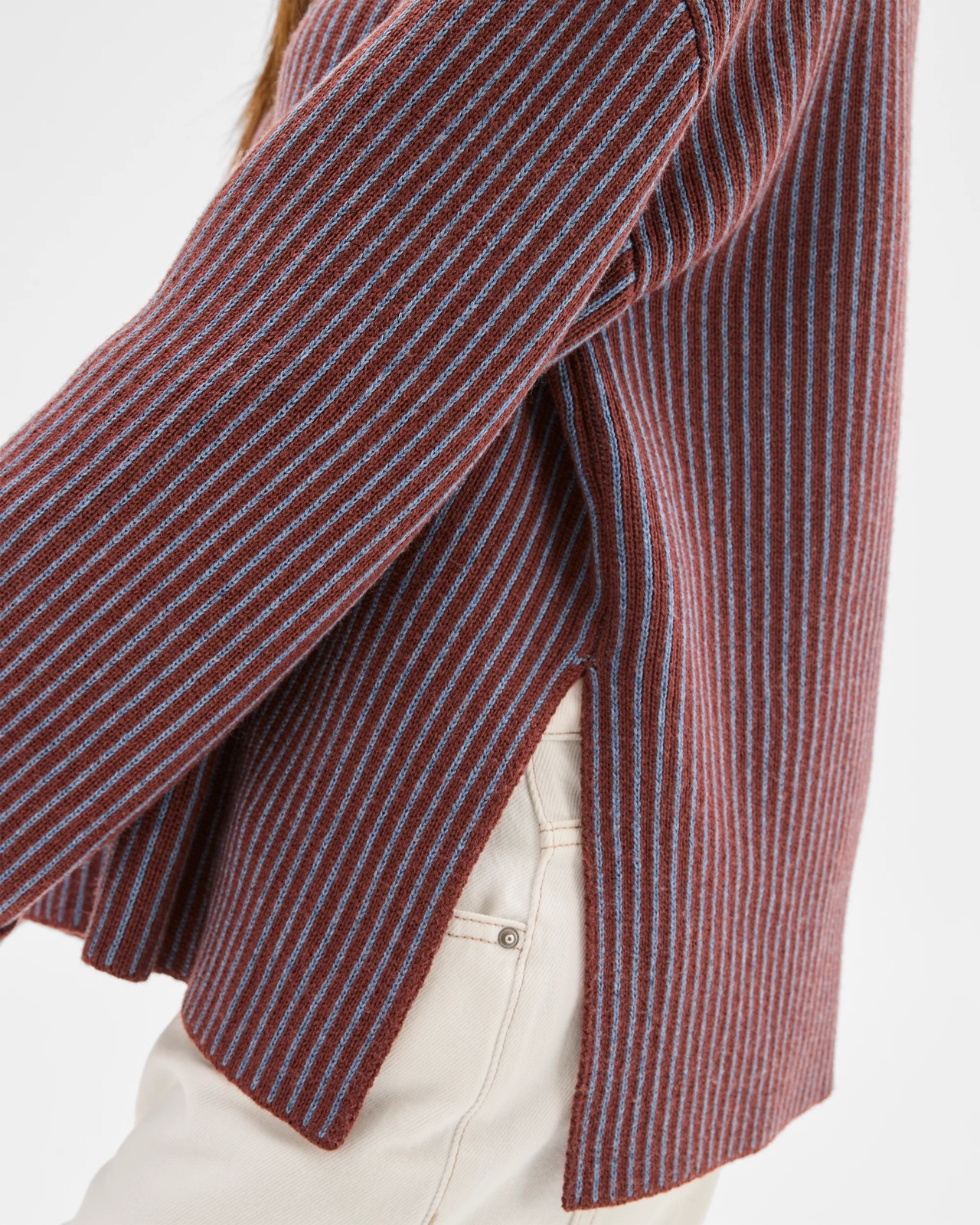 Lily Loves High Neck Rib Jumper - Merlot Stripe 4 of 5