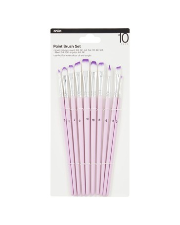 Anko 10 Pack Paint Brush Set - Lilac