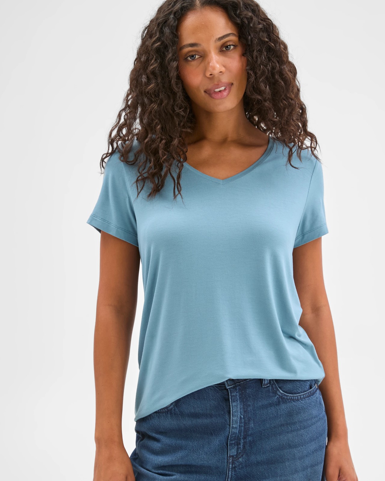 Short Sleeve V-Neck T-Shirt - Dusty Blue 4 of 5