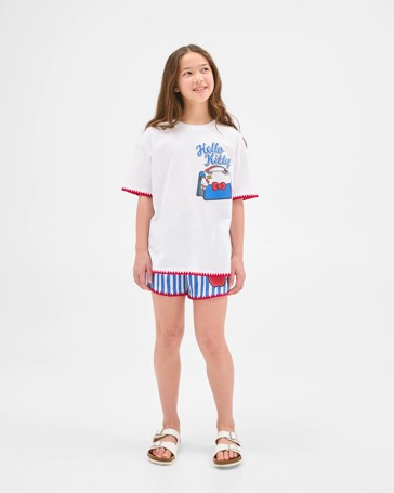 Hello Kitty Australian Cotton Blanket Stitch Detail T-Shirt