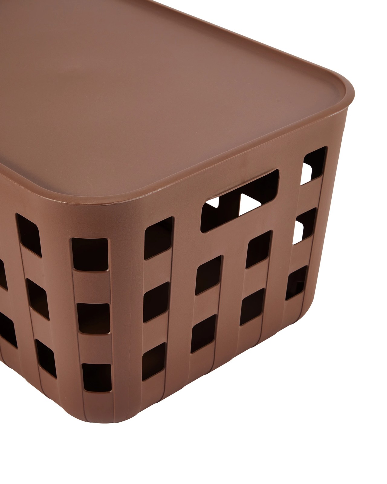 28L Rectangle Trellis Basket with Lid, Chocolate - Anko 5 of 6