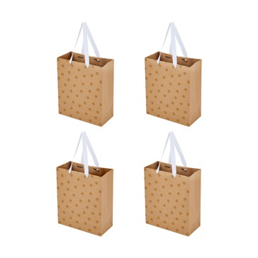 4 Pack Multi Kraft Foil Gift Bags, Medium - Anko