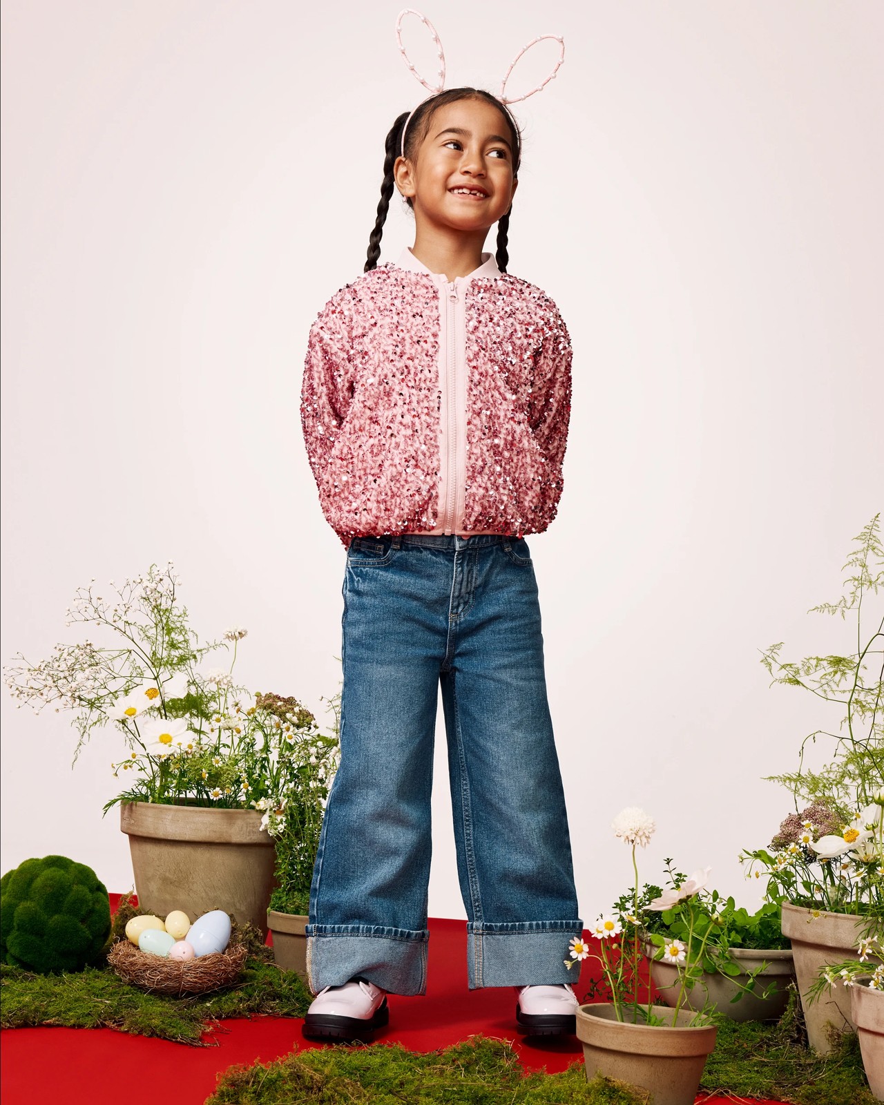 Kids Faux Pearl Bunny Ears Headband 3 of 3