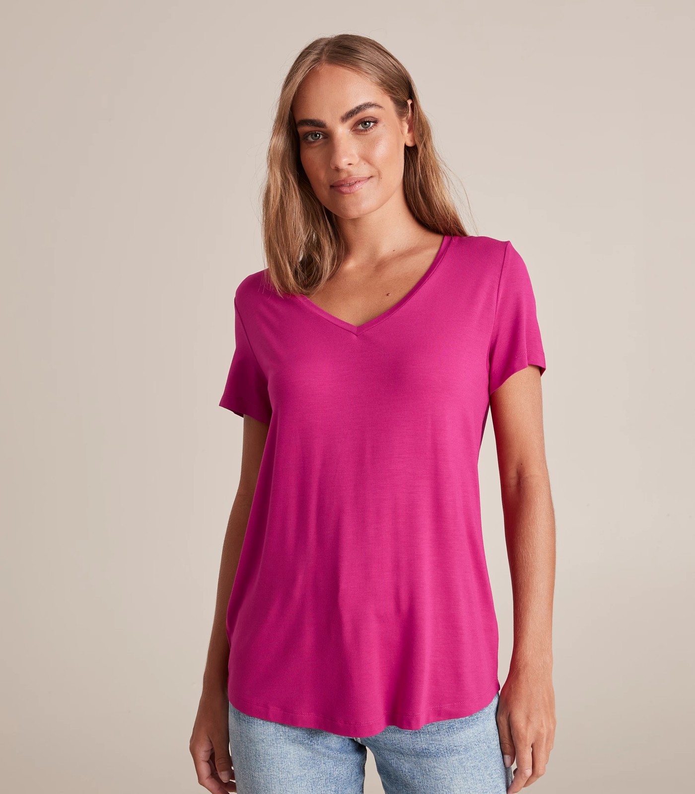 Modal/Elastane V-Neck T-Shirt | Target Australia