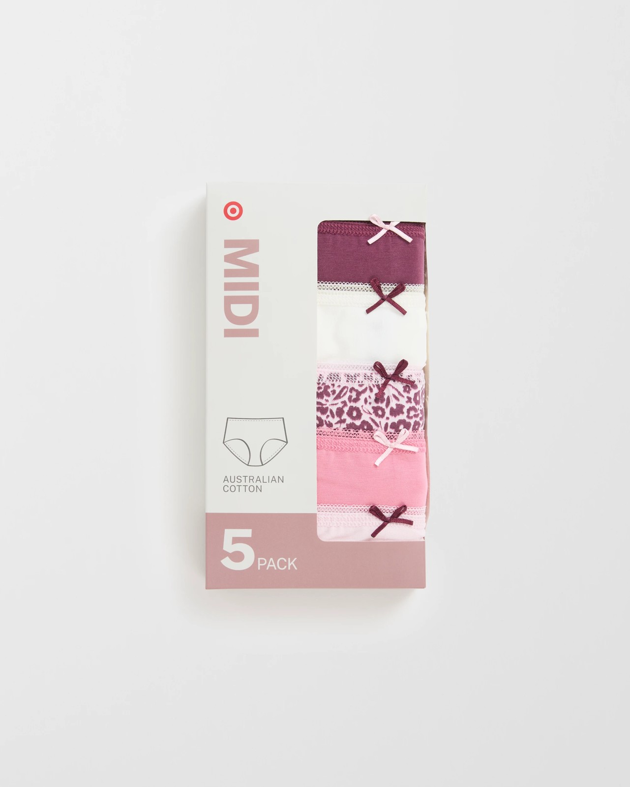 Australian Cotton 5 Pack Midi Briefs - Floral Leopard/Solids 5 of 5